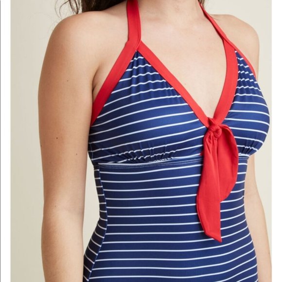 ModCloth Deep End Diva One-Piece Swimsuit Nautical - Picture 4 of 13